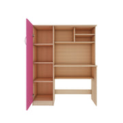 Nector Home Office Table | Beige Teak and Pink