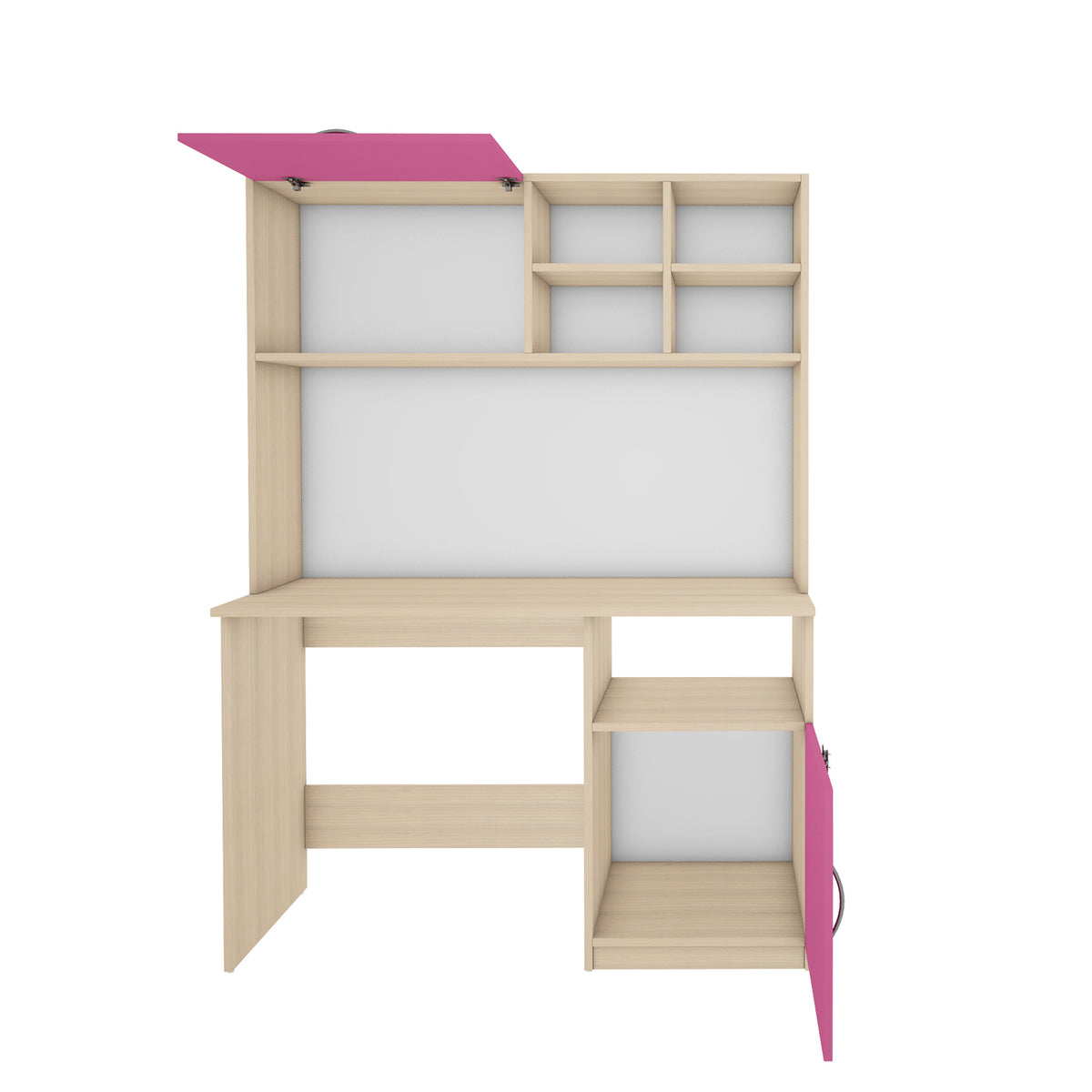 Passion Study Table | Beige Teak, Pink and Frosty White