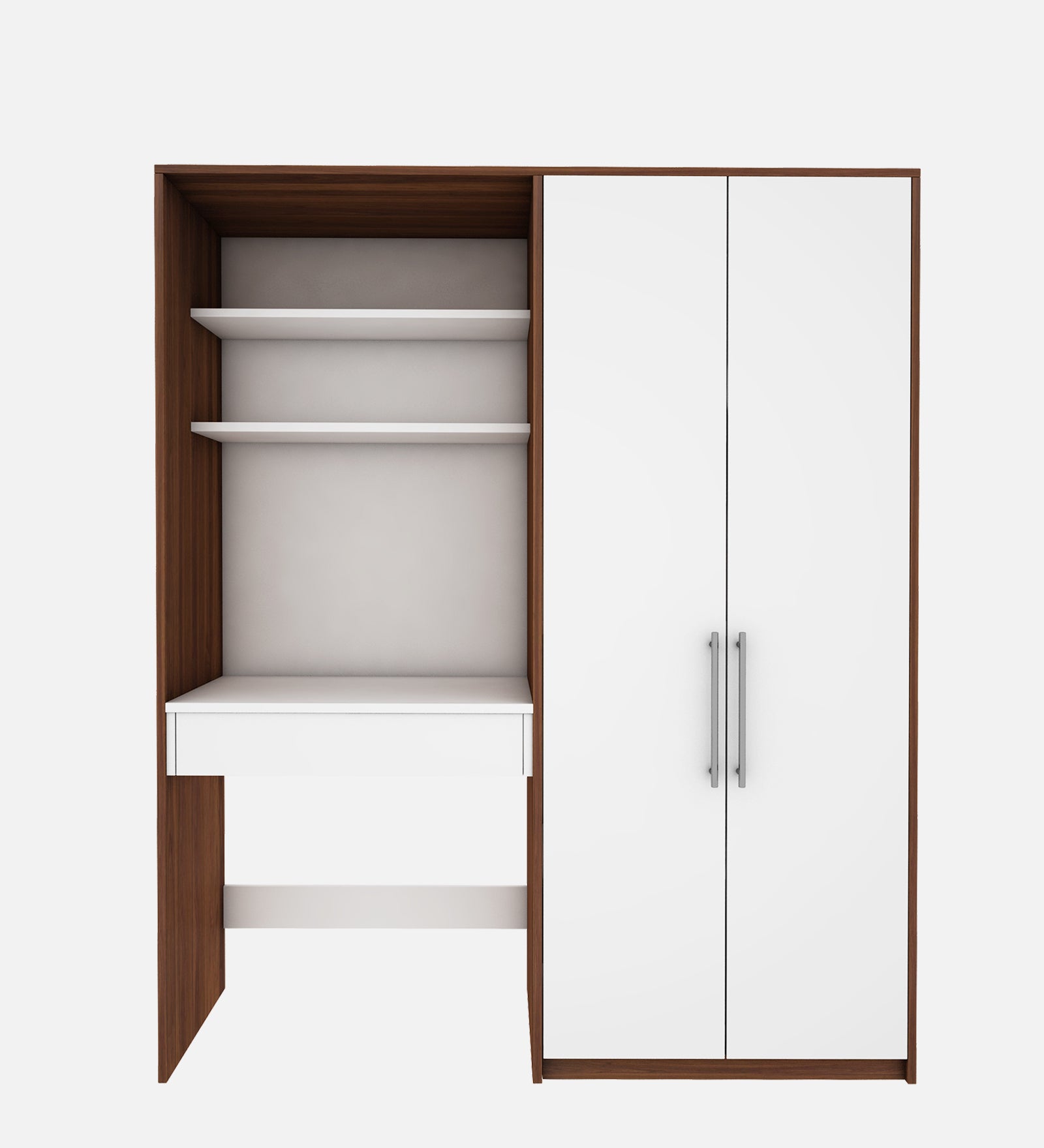 Crest Study Table cum wardrobe | Walnut and Frosty White