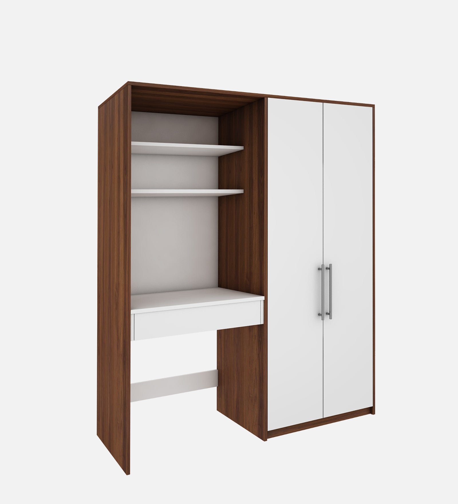 Crest Study Table cum wardrobe | Walnut and Frosty White