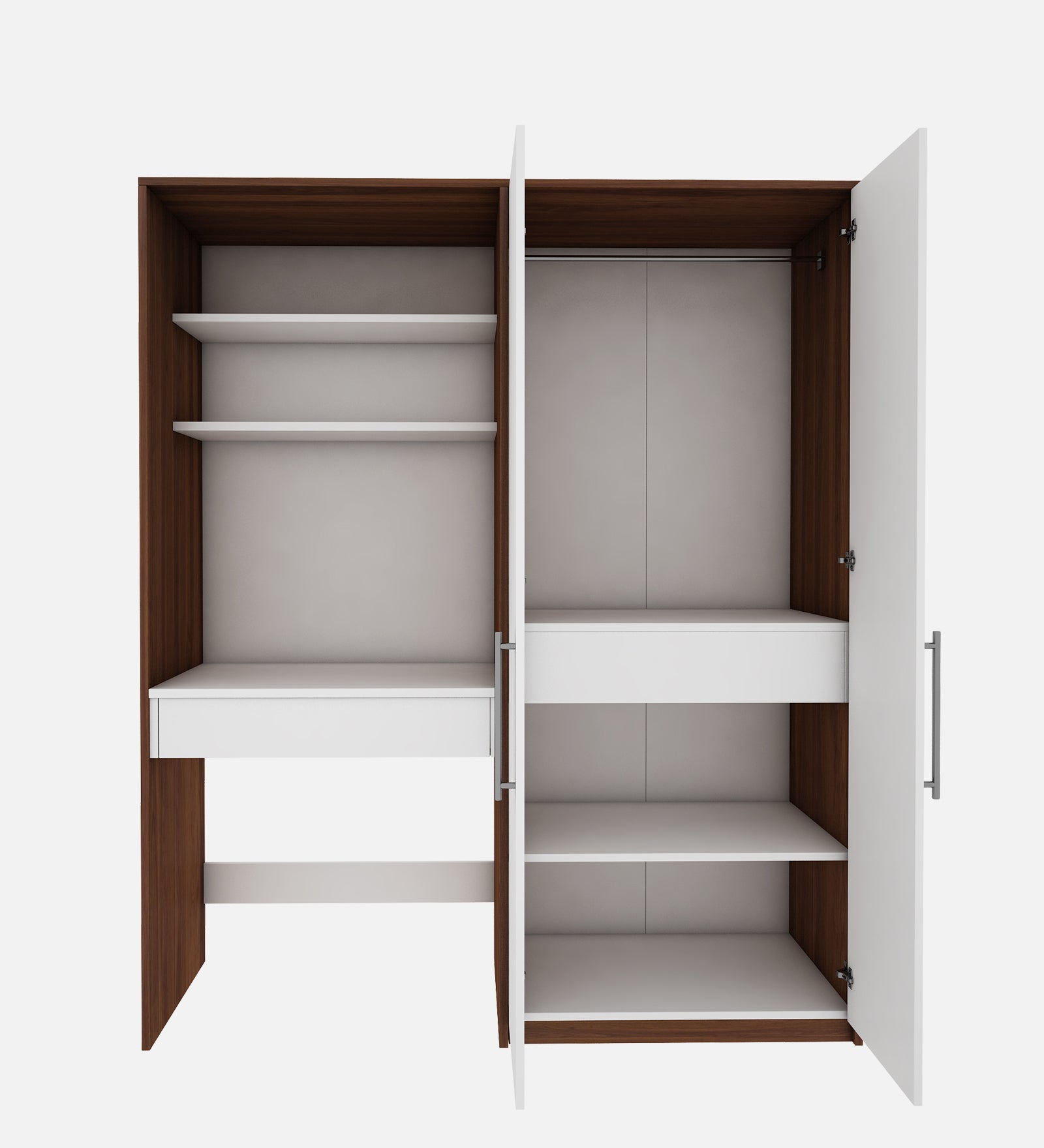 Crest Study Table cum wardrobe | Walnut and Frosty White