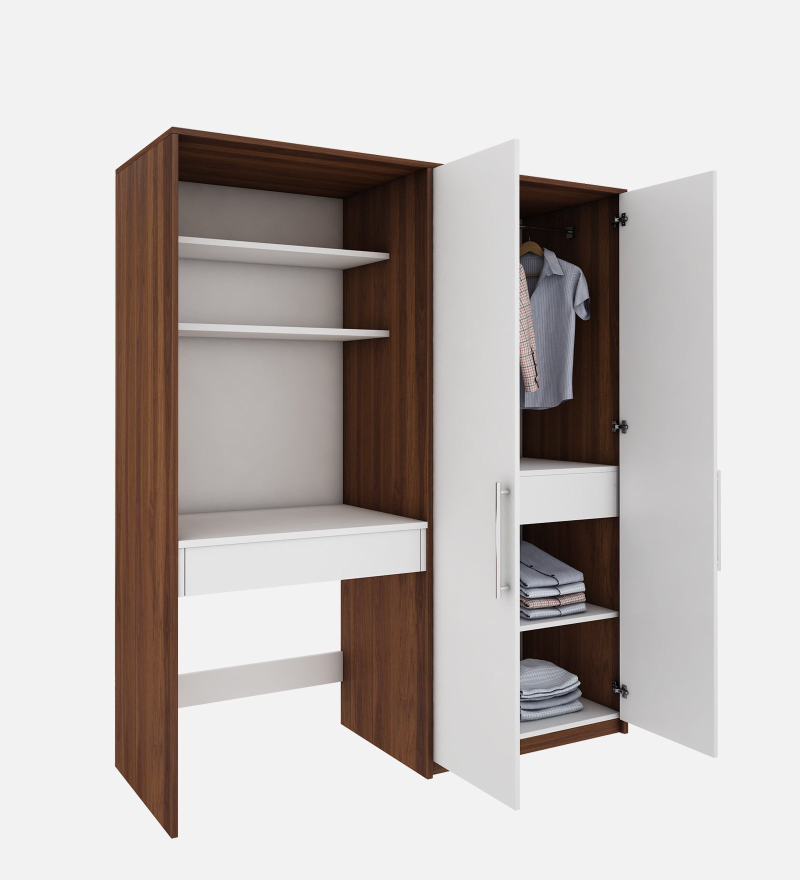 Crest Study Table cum wardrobe | Walnut and Frosty White