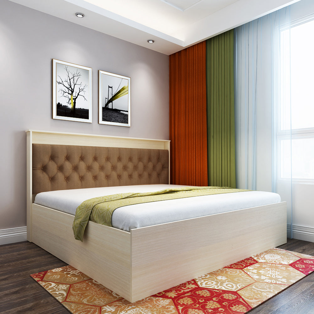 Ressley King Bed - Beige Teak & Brown