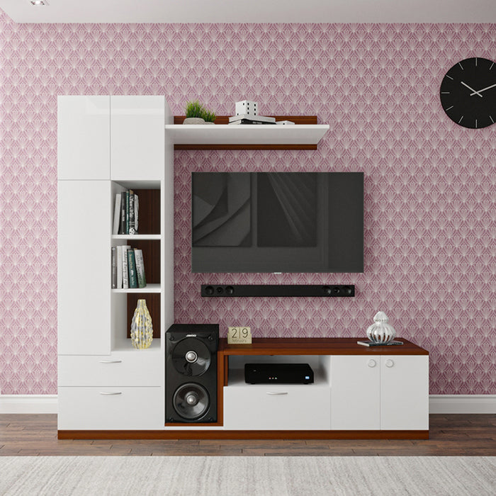 Cassius TV Unit | 60 Inch TV | Walnut and Frosty White