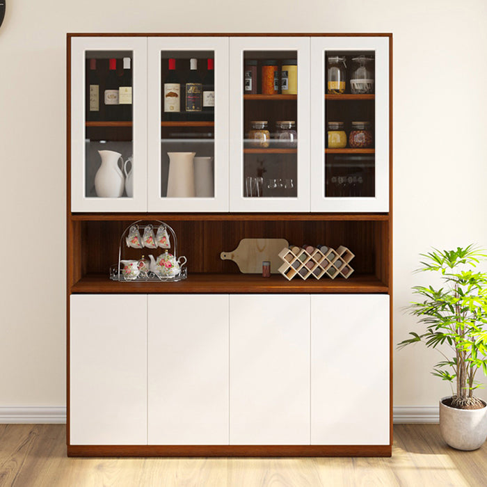 Elegant Crockery Unit | Walnut and Frosty White