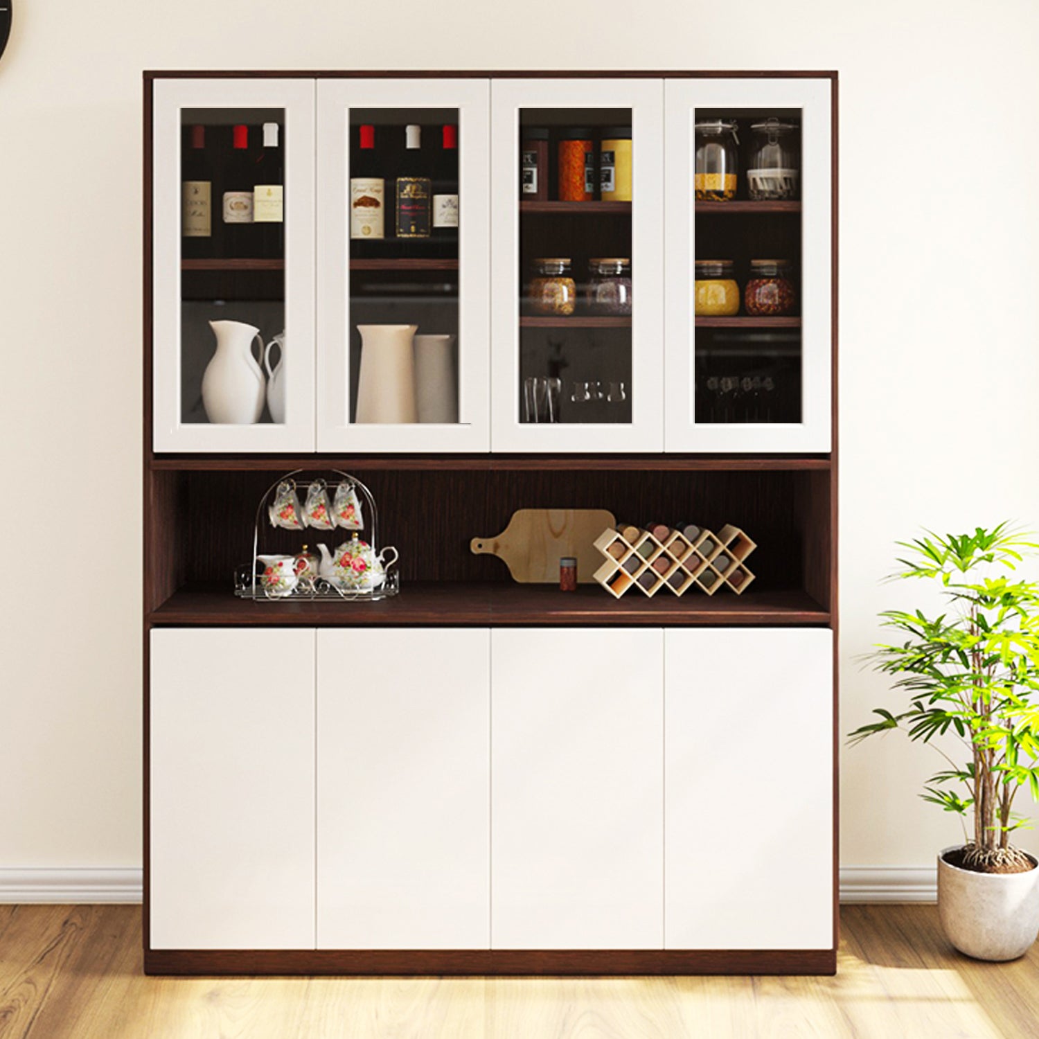 Elegant Crockery Unit | Wenge and Frosty White