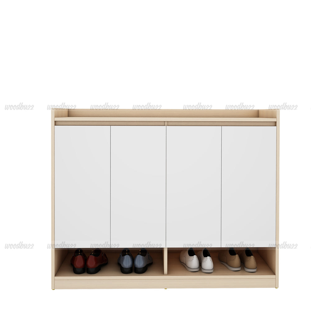 Stepstyle Shoe Cabinet | Beige Teak and Frosty White