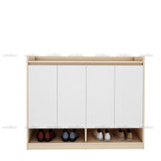 Stepstyle Shoe Cabinet | Beige Teak and Frosty White