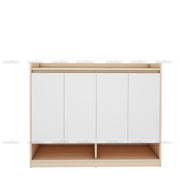 Stepstyle Shoe Cabinet | Beige Teak and Frosty White