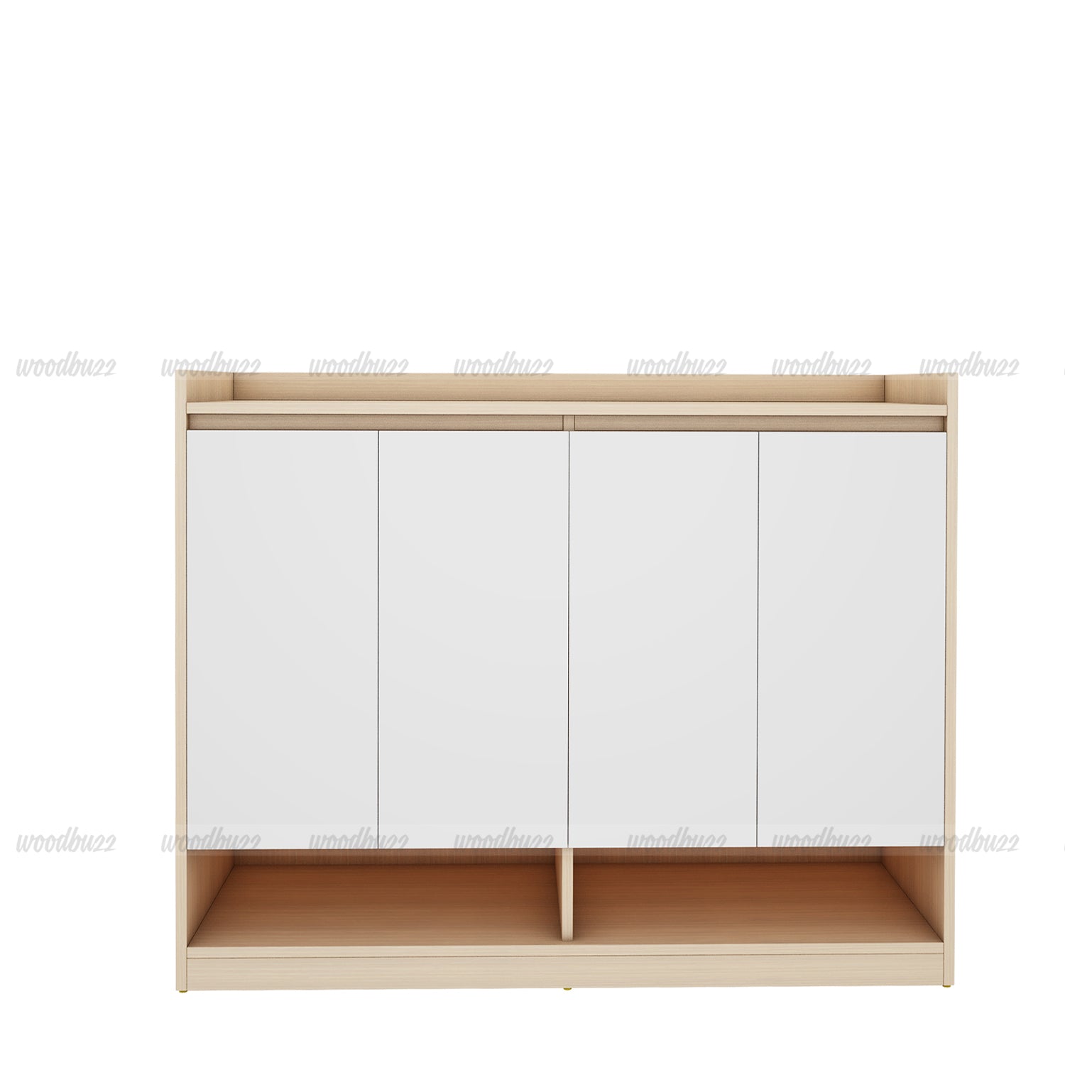 Stepstyle Shoe Cabinet | Beige Teak and Frosty White