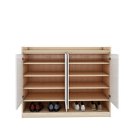 Stepstyle Shoe Cabinet | Beige Teak and Frosty White