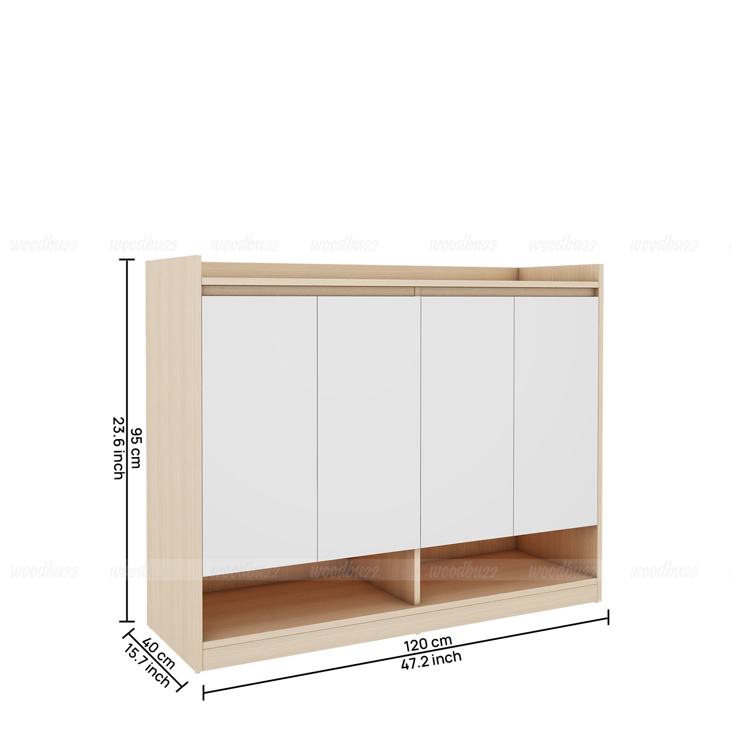 Stepstyle Shoe Cabinet | Beige Teak and Frosty White