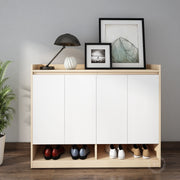 Stepstyle Shoe Cabinet | Beige Teak and Frosty White