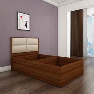 Titan Upholstered Single Bed - Walnut