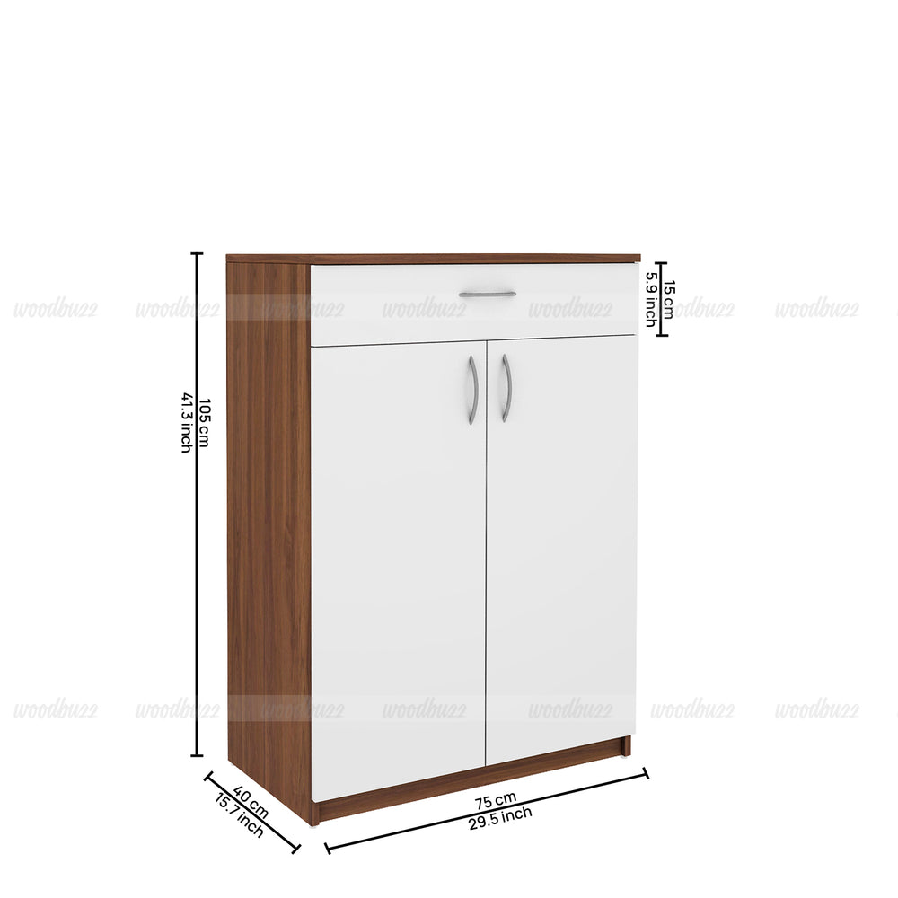 Auria Shoe Rack | Walnut and Frosty White