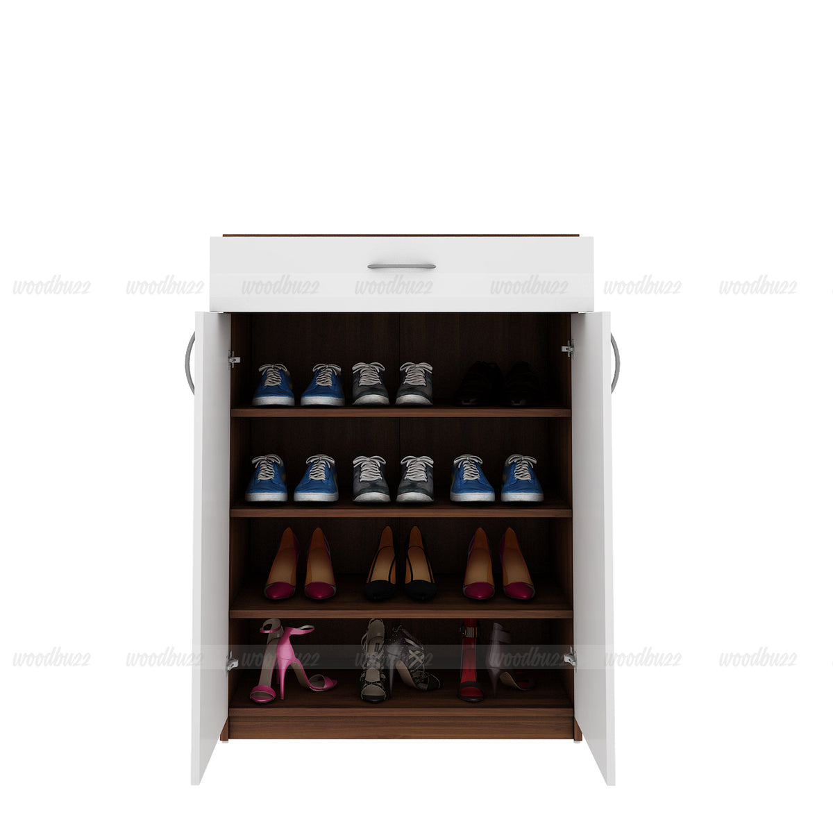 Auria Shoe Rack | Walnut and Frosty White