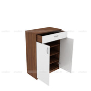 Auria Shoe Rack | Walnut and Frosty White