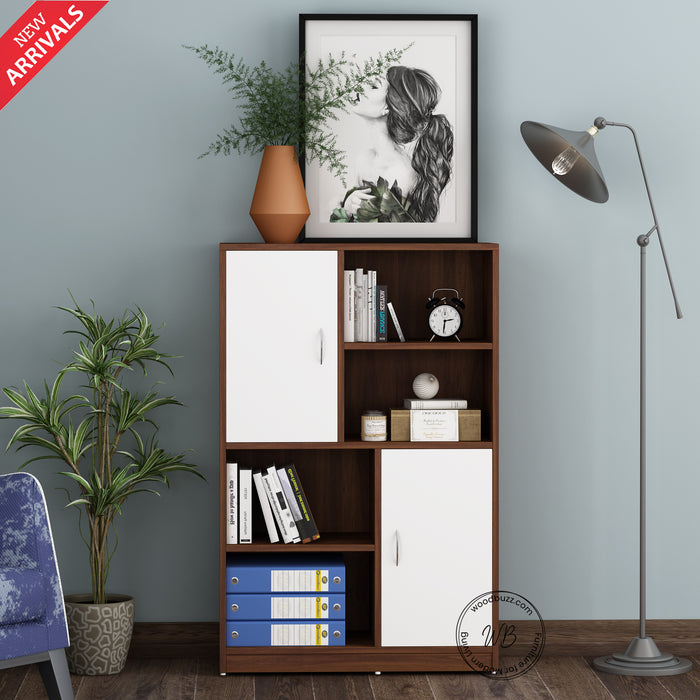 Orbit Bookcase | Walnut and Frosty White