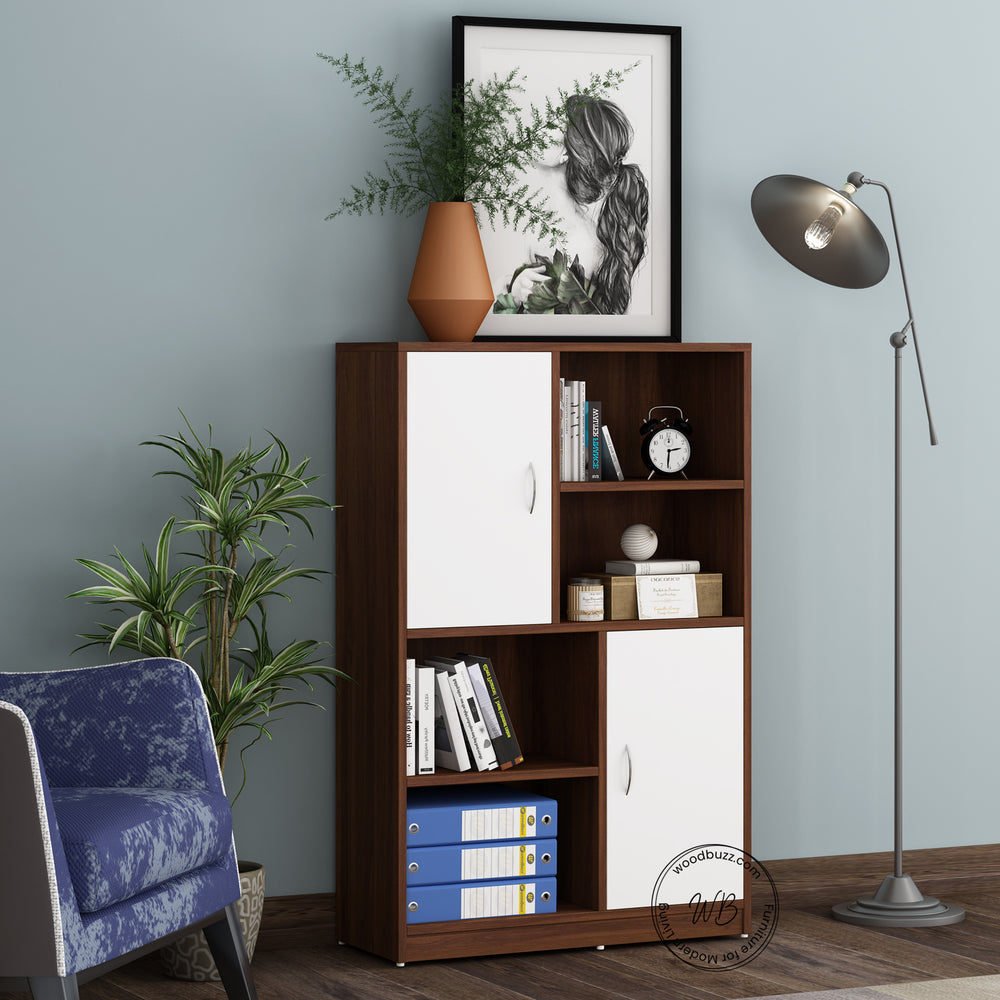 Orbit Bookcase | Walnut and Frosty White