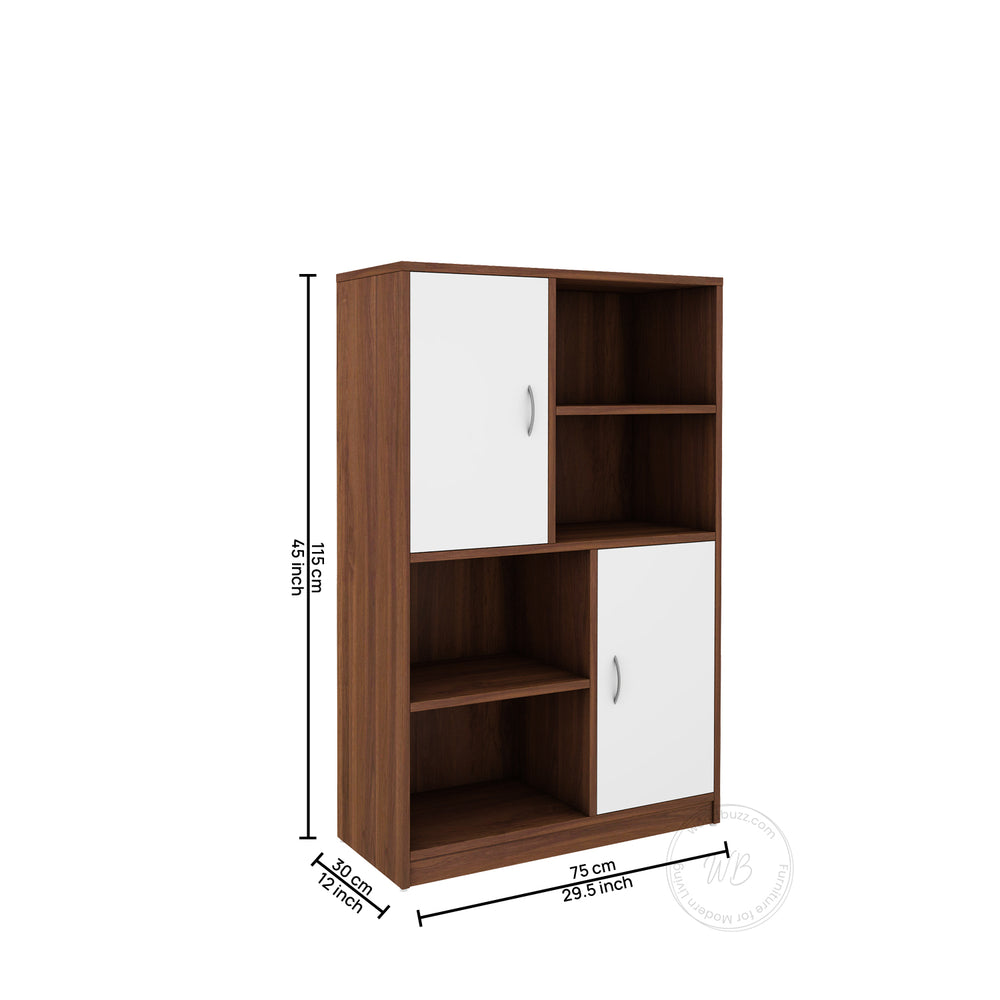 Orbit Bookcase | Walnut and Frosty White