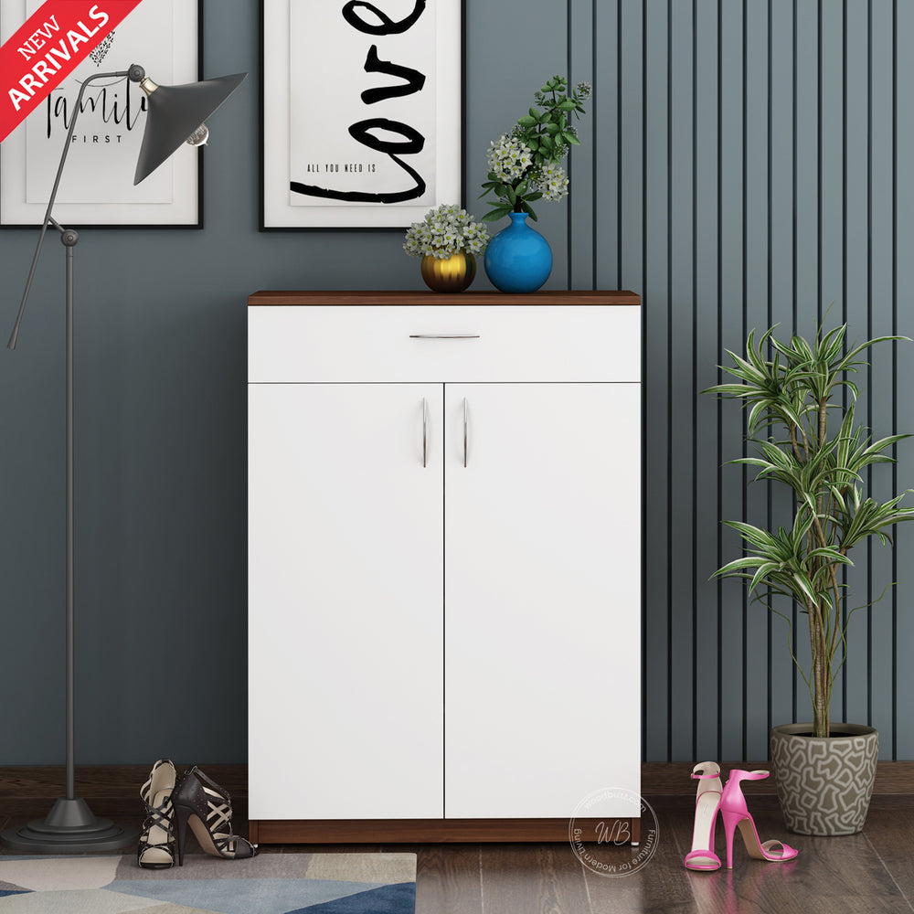 Auria Shoe Rack | Walnut and Frosty White