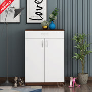 Auria Shoe Rack | Walnut and Frosty White