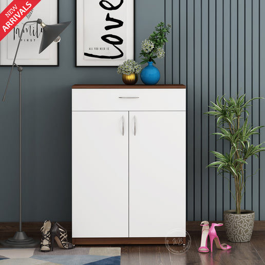 Auria Shoe Rack | Walnut and Frosty White