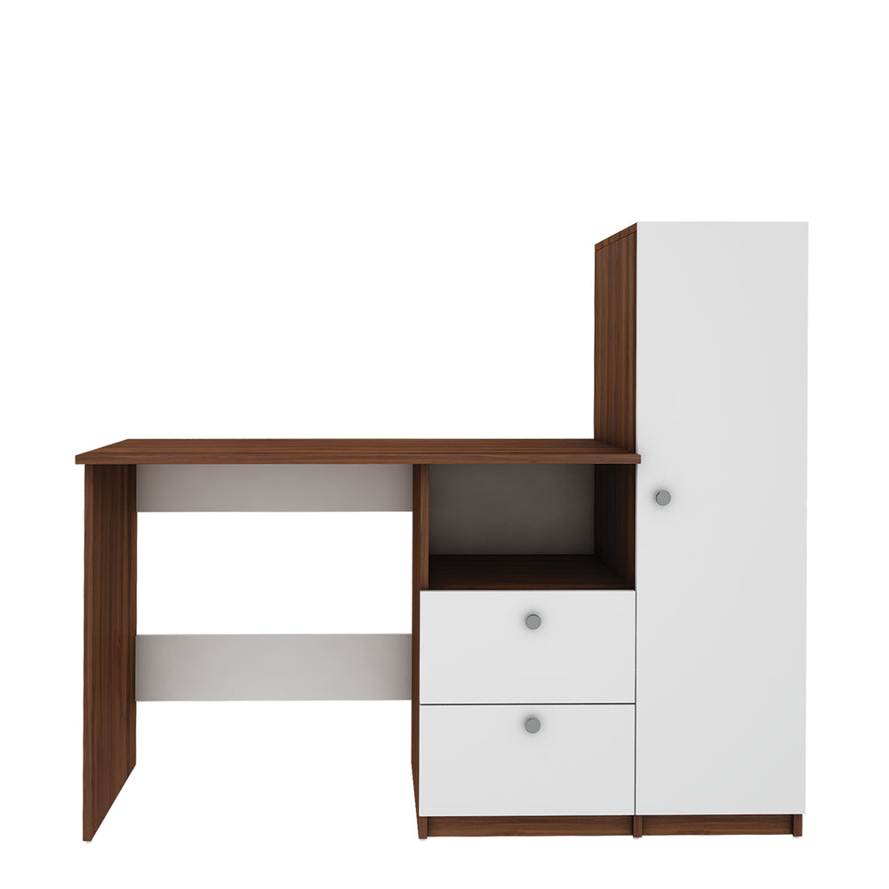 Derrick Home office table | Walnut and Frosty White