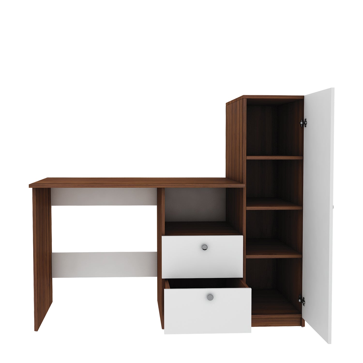 Derrick Home office table | Walnut and Frosty White