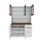 Modish Crockery Unit - 3Door - White+Walnut