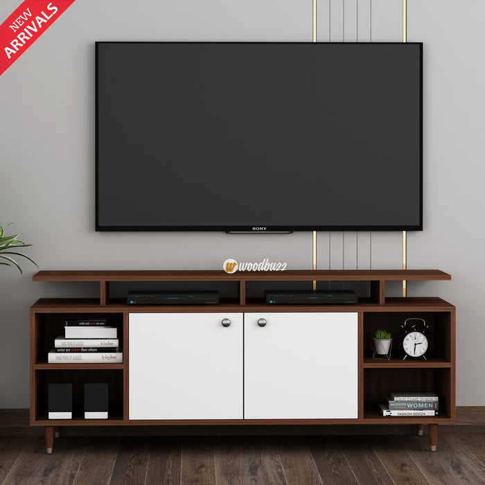 Overa TV Unit- Walnut & Frosty White