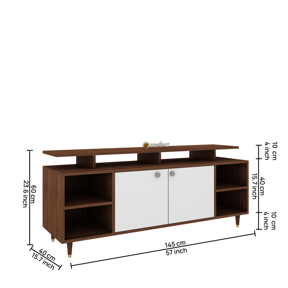 Overa TV Unit- Walnut & Frosty White