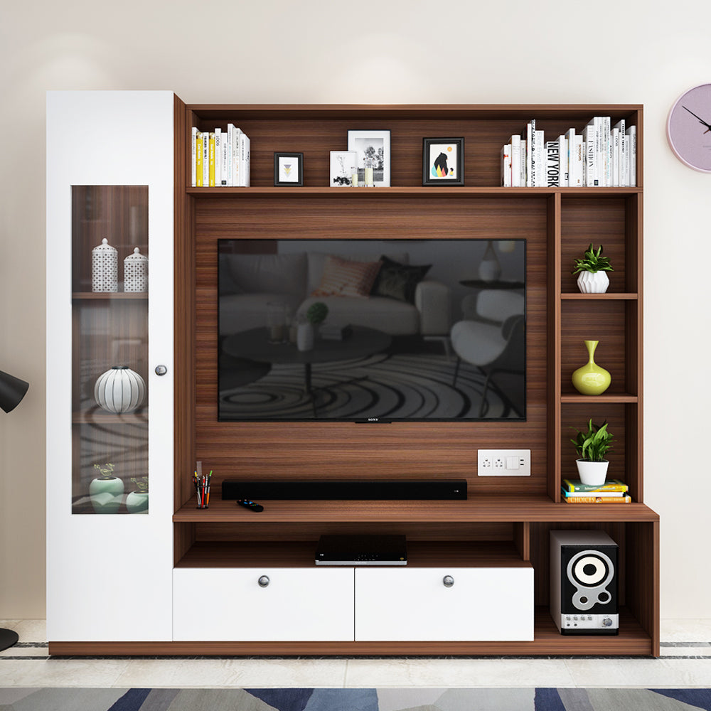 Casper  TV Unit | Walnut and Frosty White |  55 inches TV