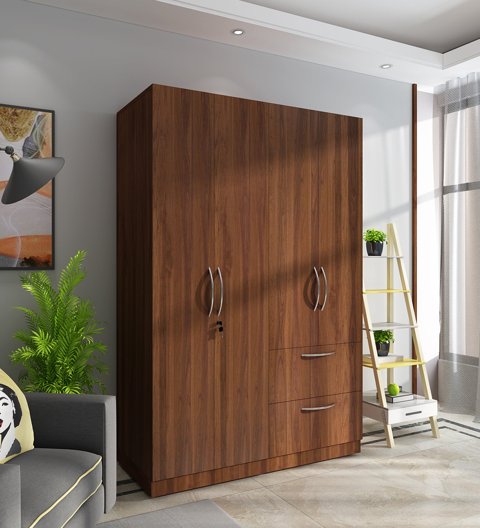 Cortina 4 Door Wardrobe - Walnut