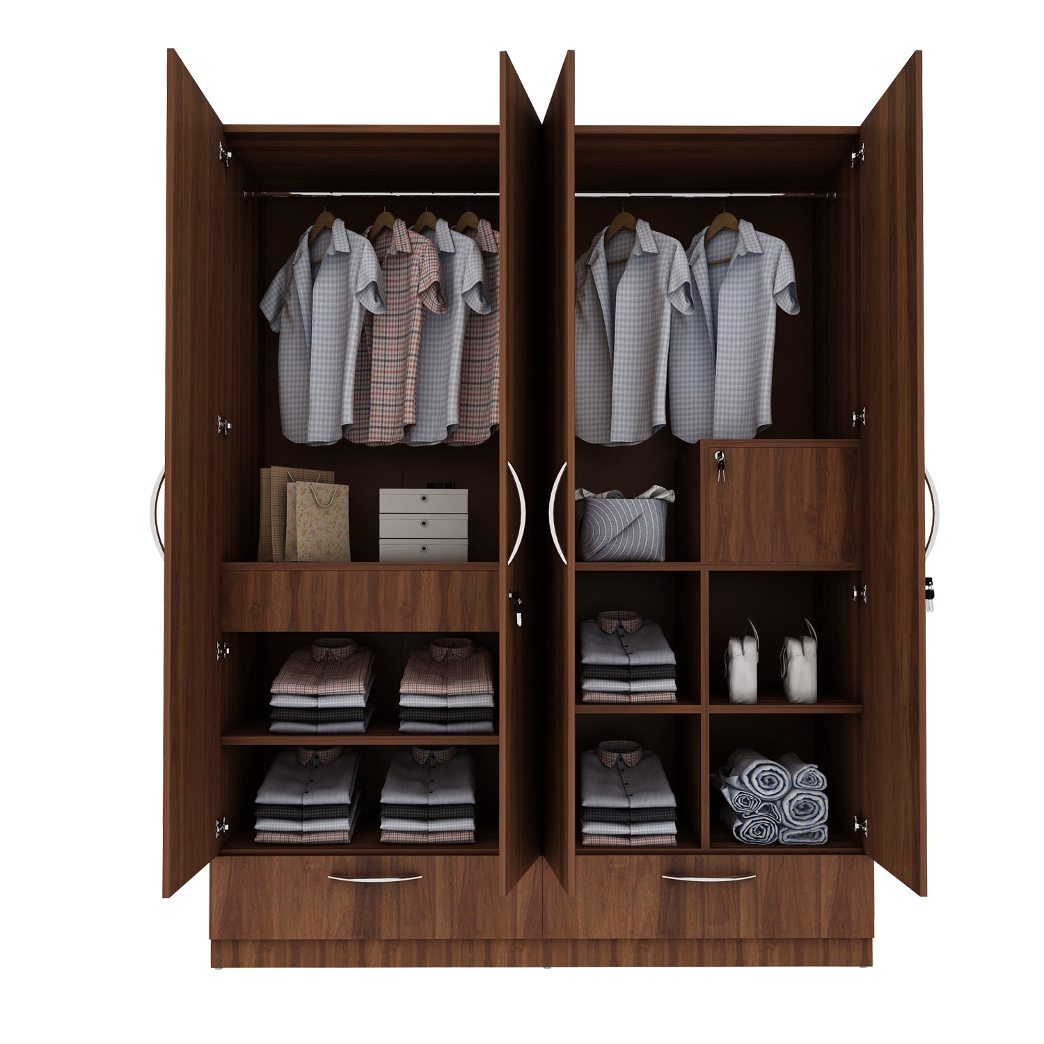 Emerald 4 Door Wardrobe - Walnut