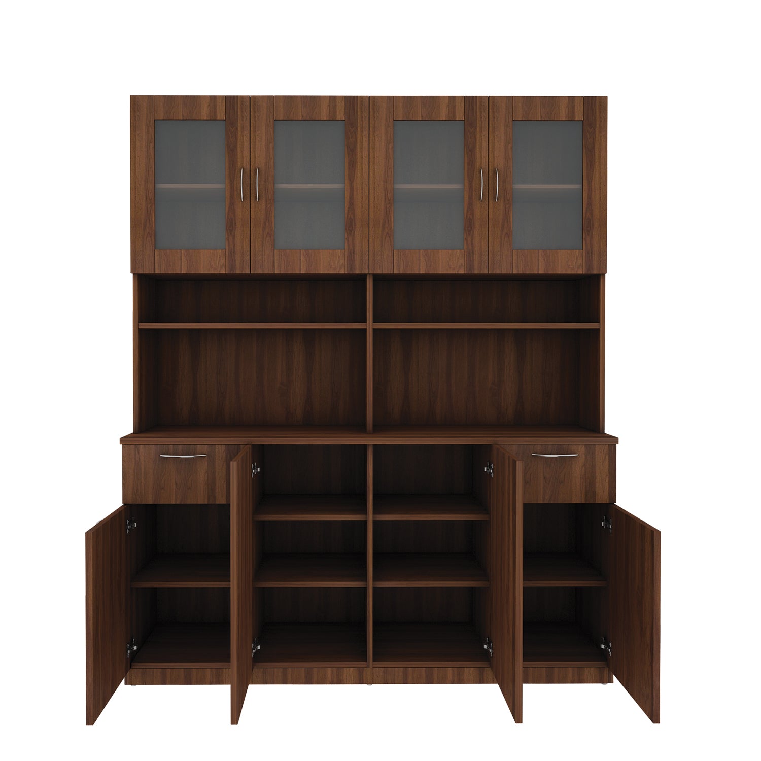 Modish Crockery Unit Four Door | Walnut