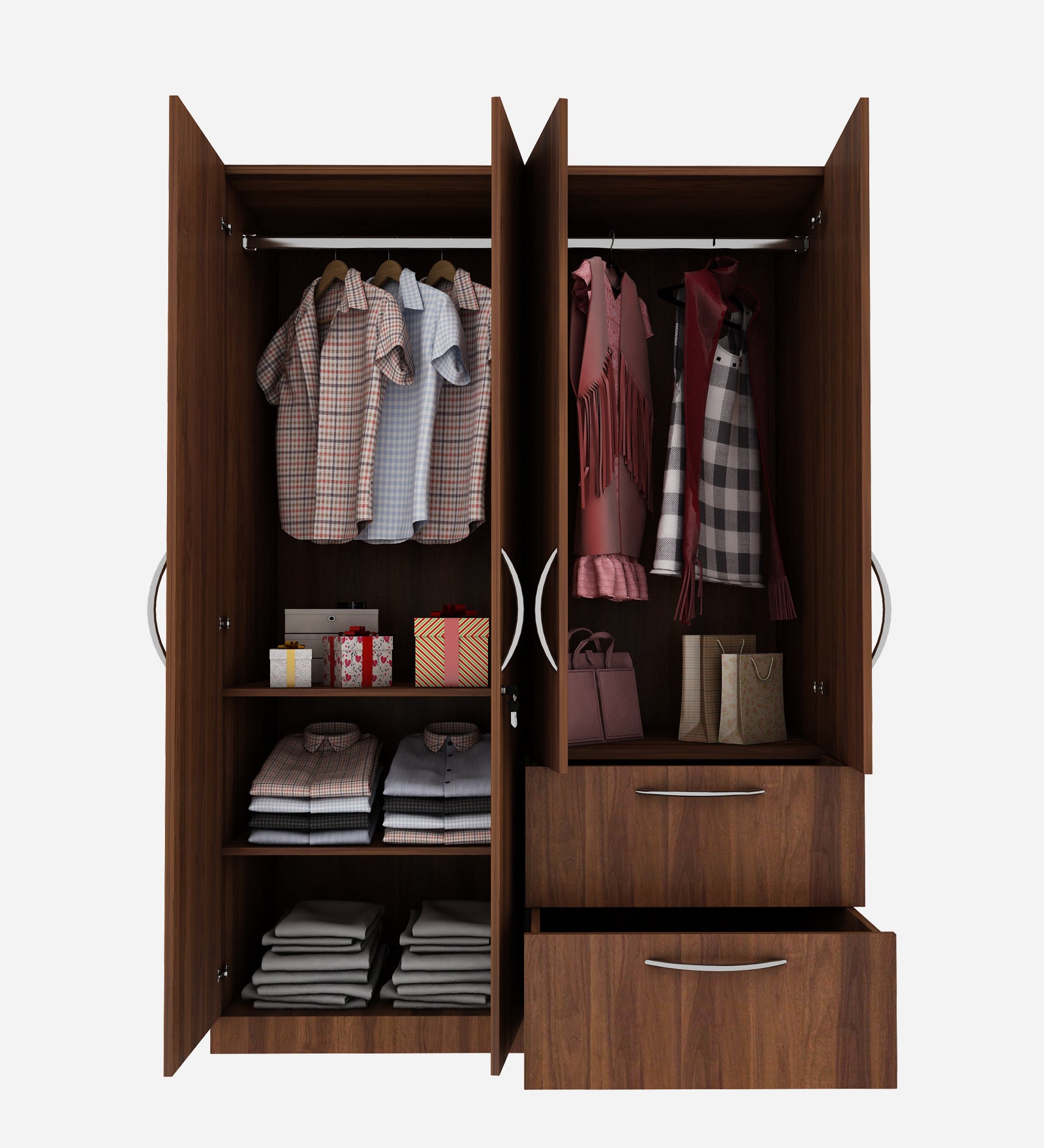 Cortina 4 Door Wardrobe - Walnut