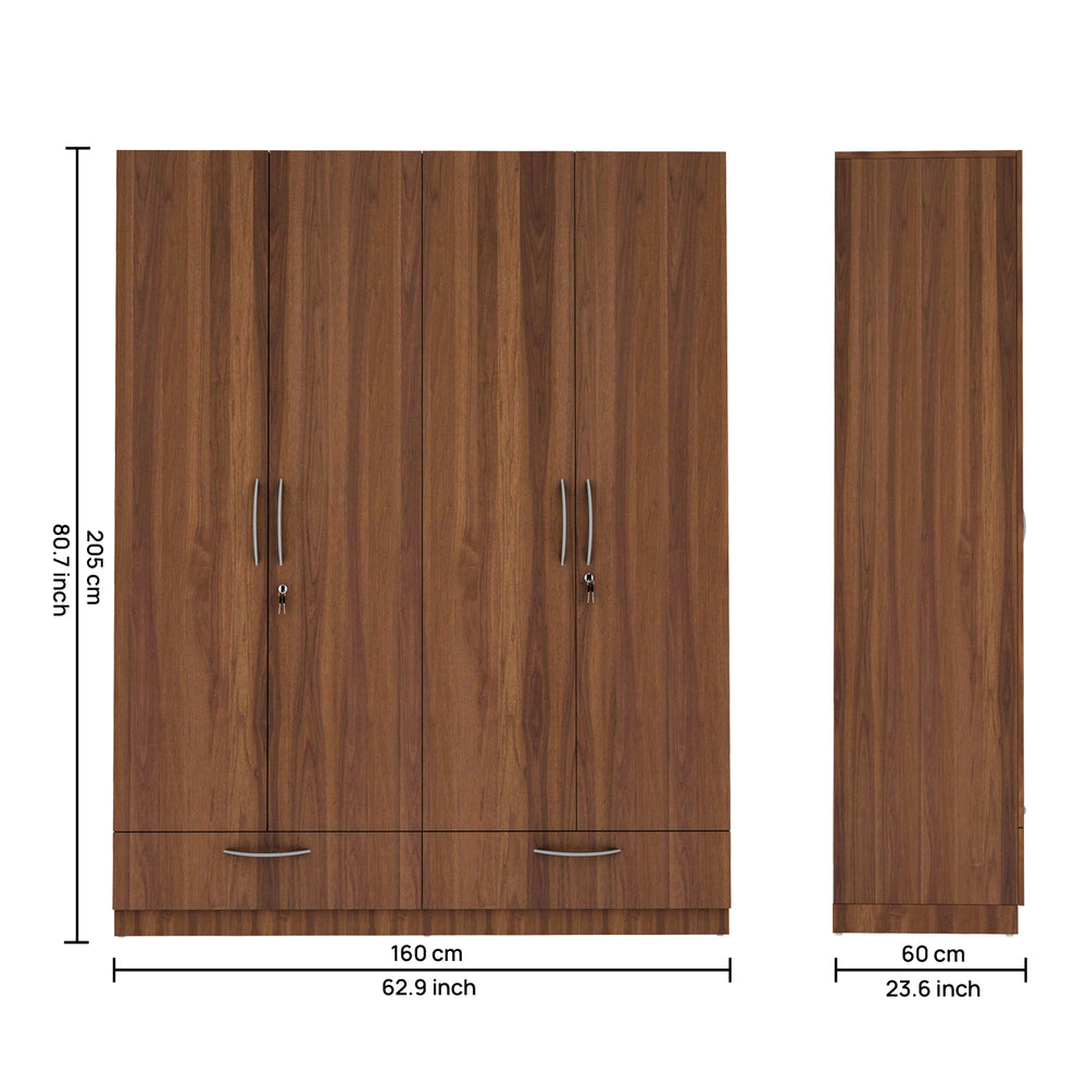 Emerald 4 Door Wardrobe - Walnut