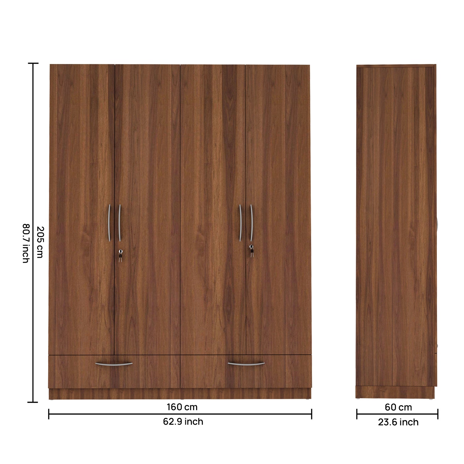 Emerald 4 Door Wardrobe - Walnut
