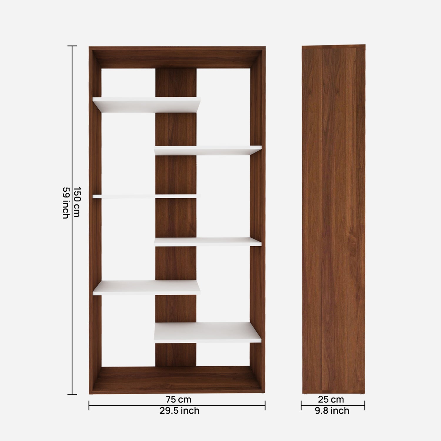 Darryl Bookcase | Walnut and Frosty White