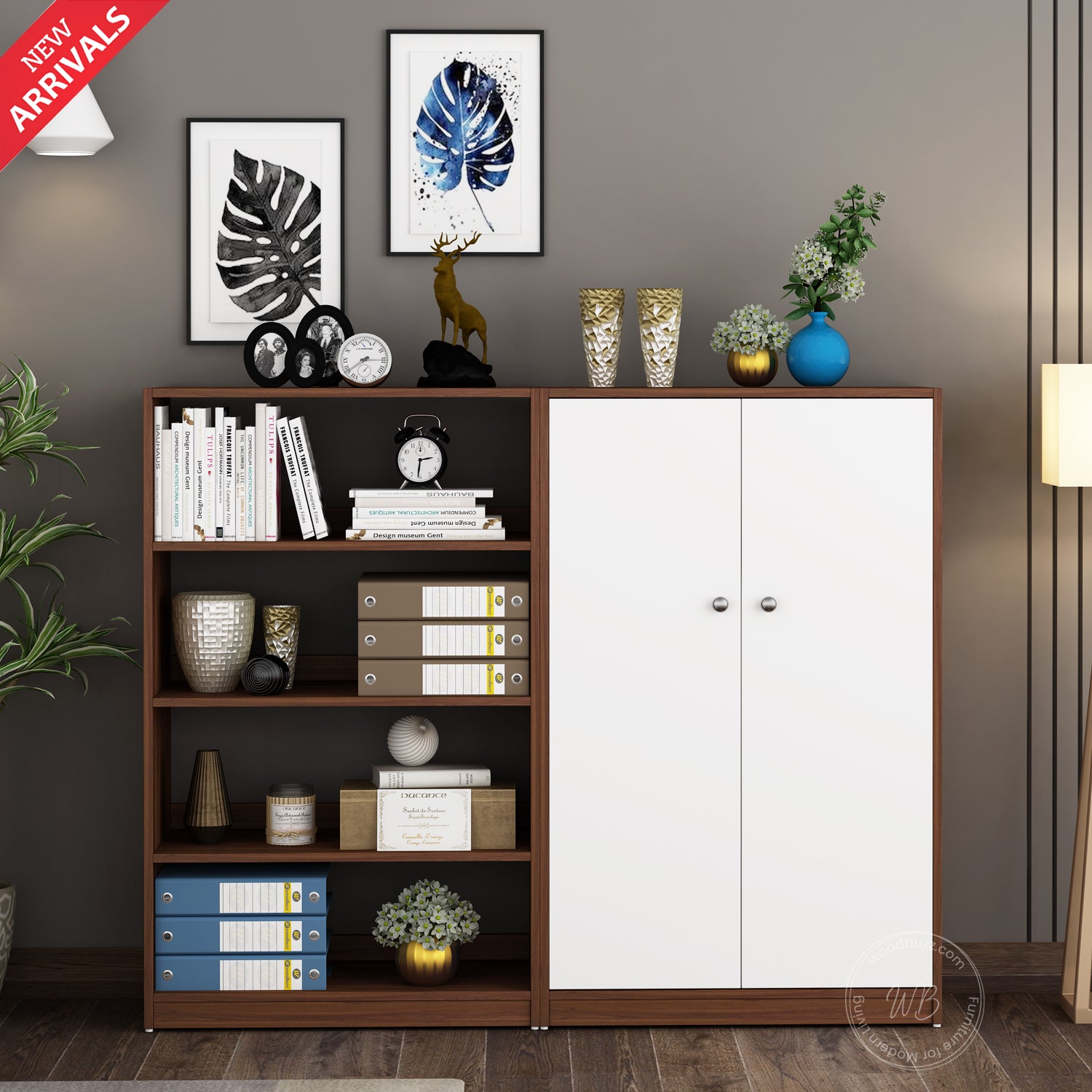 Alcott Bookcase | Walnut and Frosty White
