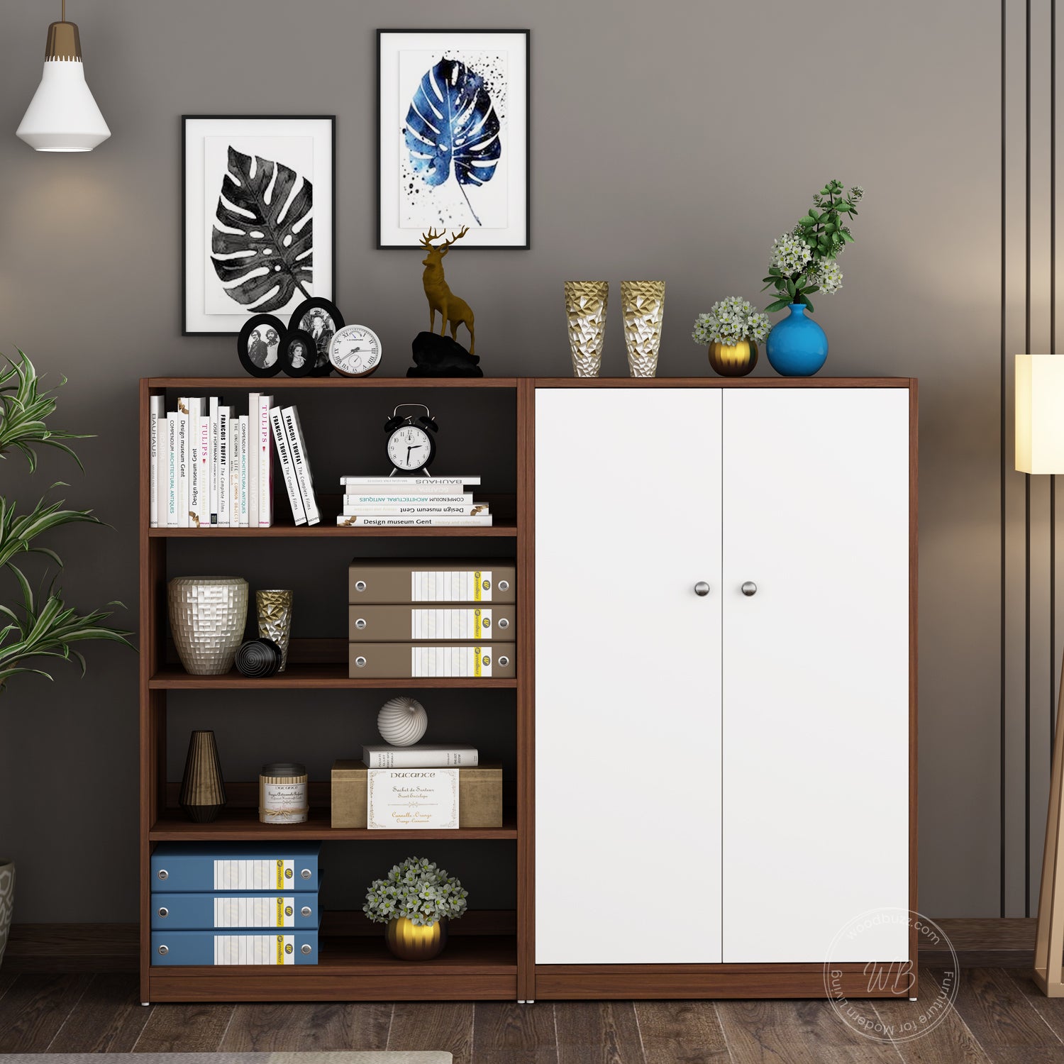 Alcott Bookcase | Walnut and Frosty White