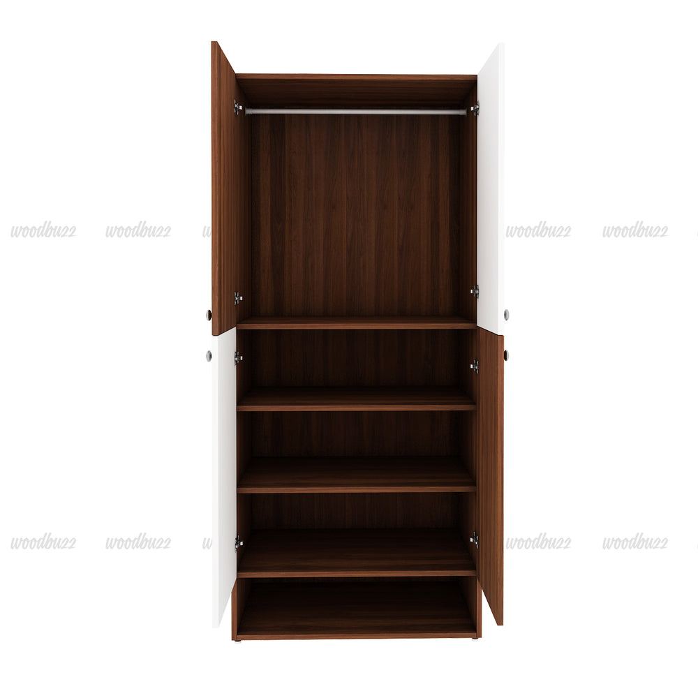 Charles Wardrobe - Walnut & Frosty White