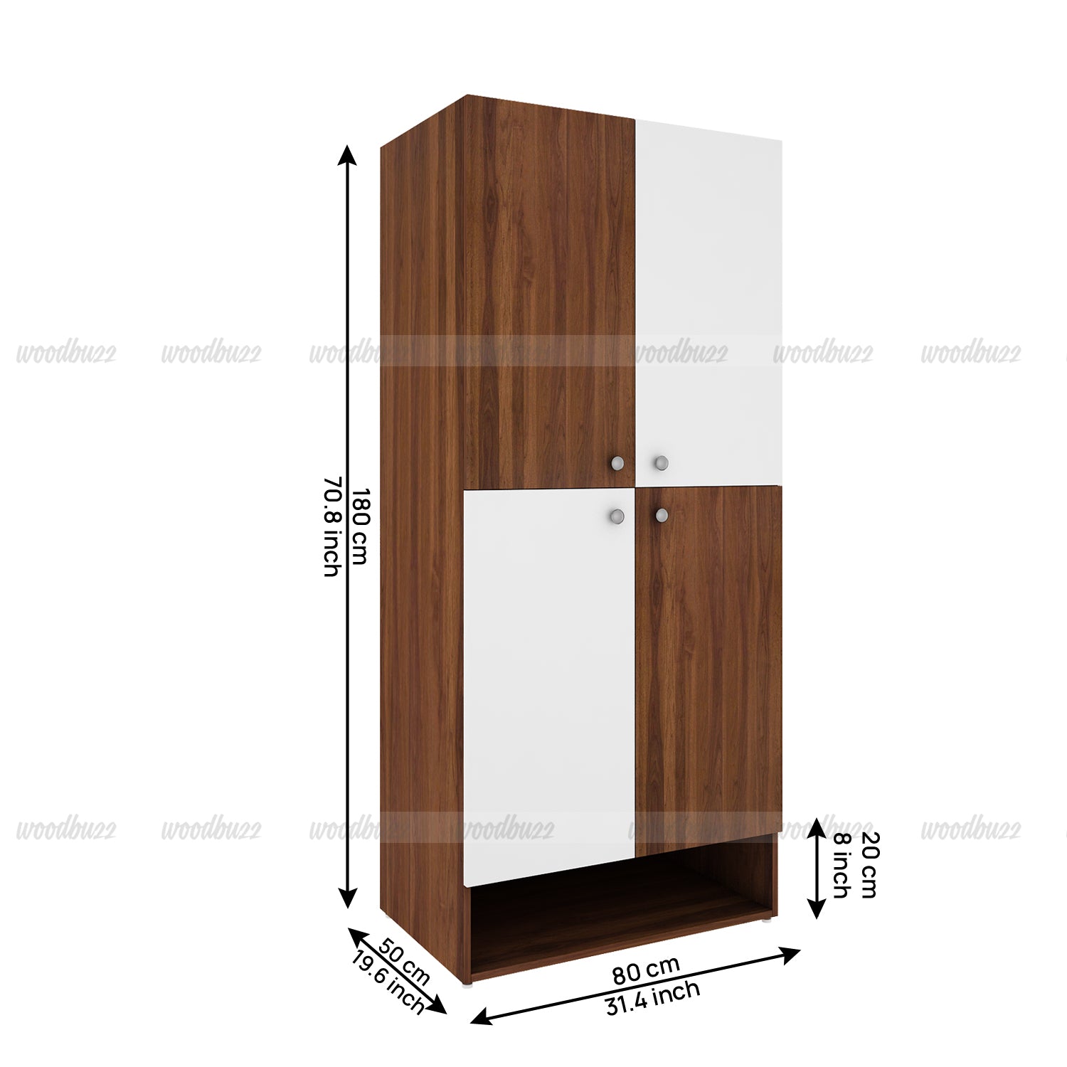 Charles Wardrobe - Walnut & Frosty White