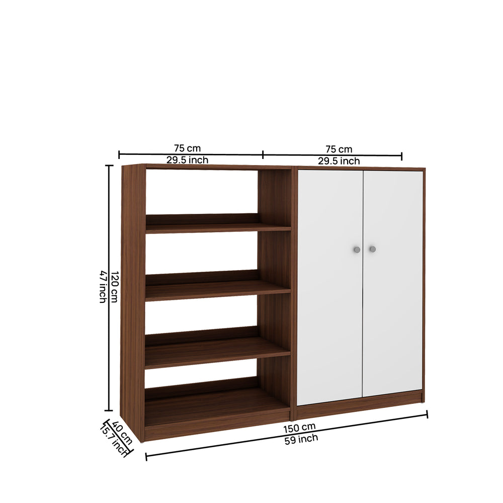 Alcott Bookcase | Walnut and Frosty White