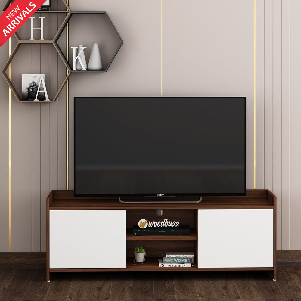 Allan TV Unit- Walnut & Frosty White
