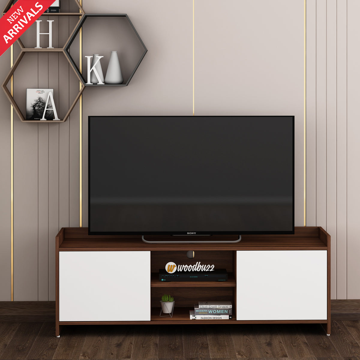 Allan TV Unit- Walnut & Frosty White