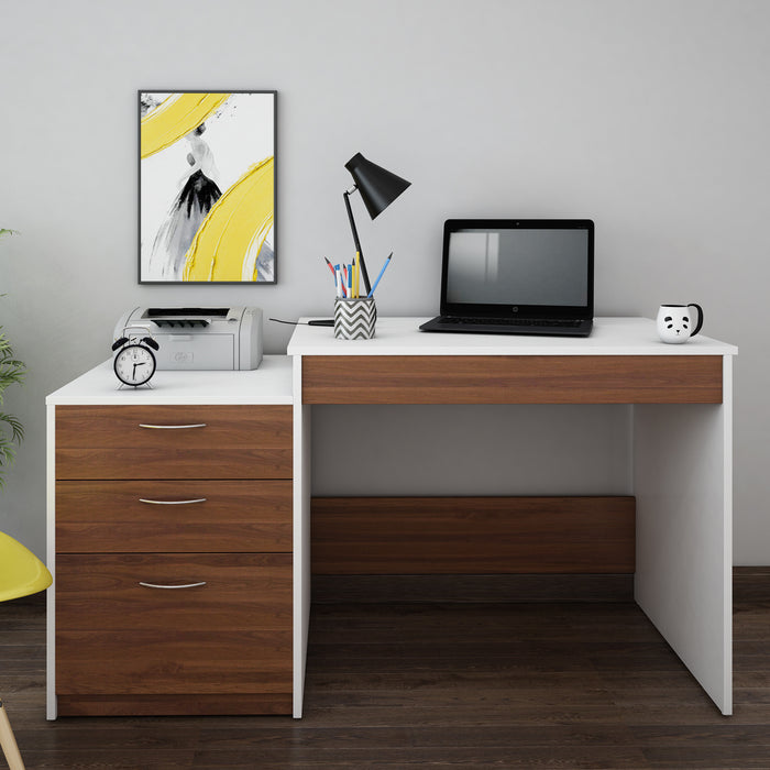 Brodsky Study Desk | Walnut and Frosty White