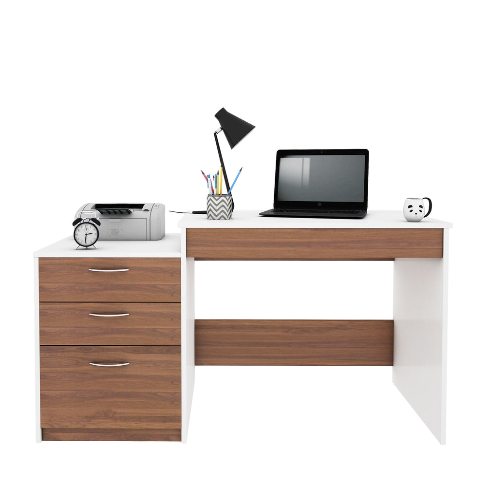 Brodsky Study Desk | Walnut and Frosty White