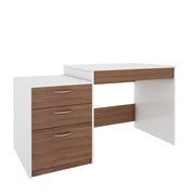 Brodsky Study Desk | Walnut and Frosty White